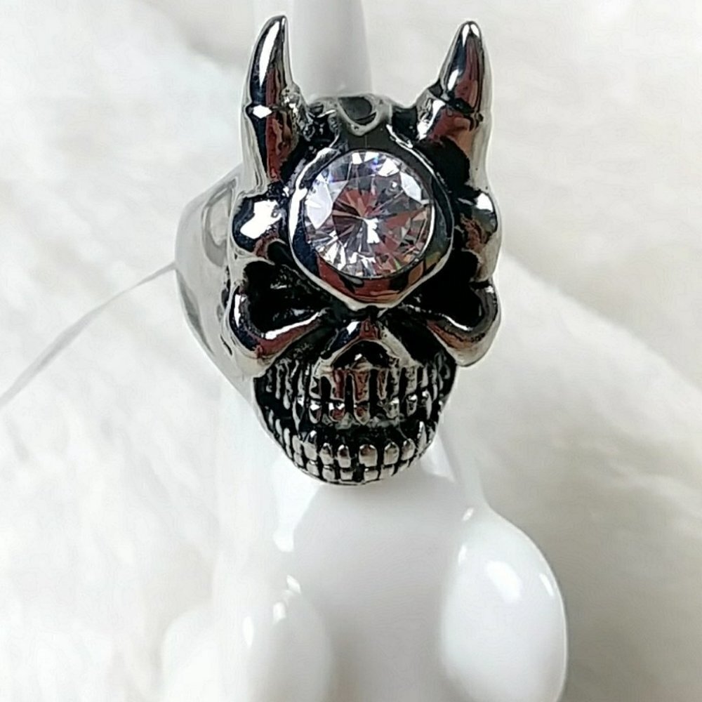 Halloween Skull Ring Unisex Gothic Skull Skeleton Ring Biker Punk Nickel Free